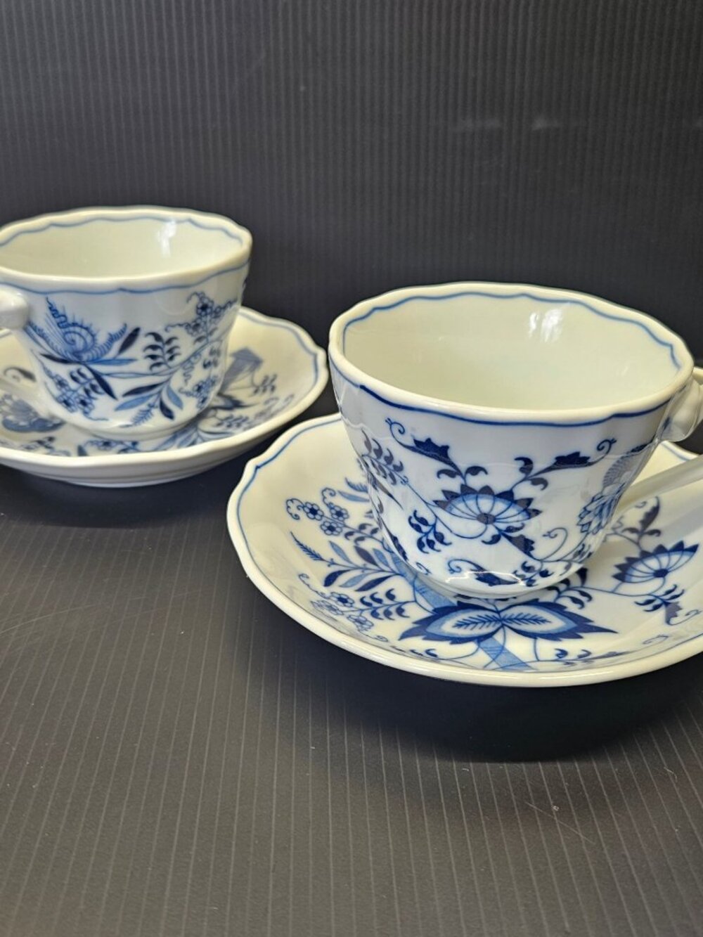 2 Blue Danube Japan Blue Onion Cup And Saucer Set Rectangle Backstamp